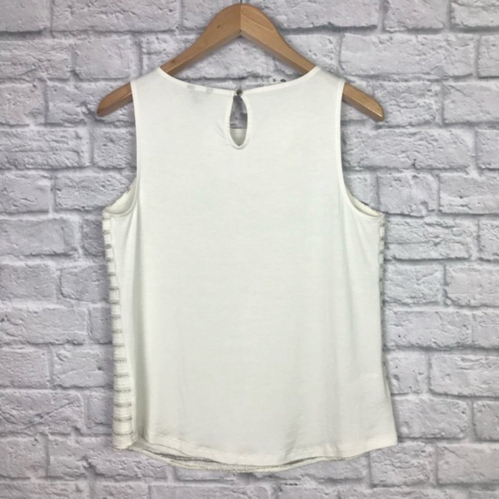 Ann Taylor Metallic Stripe Sleeveless Top Medium - Picture 2 of 7